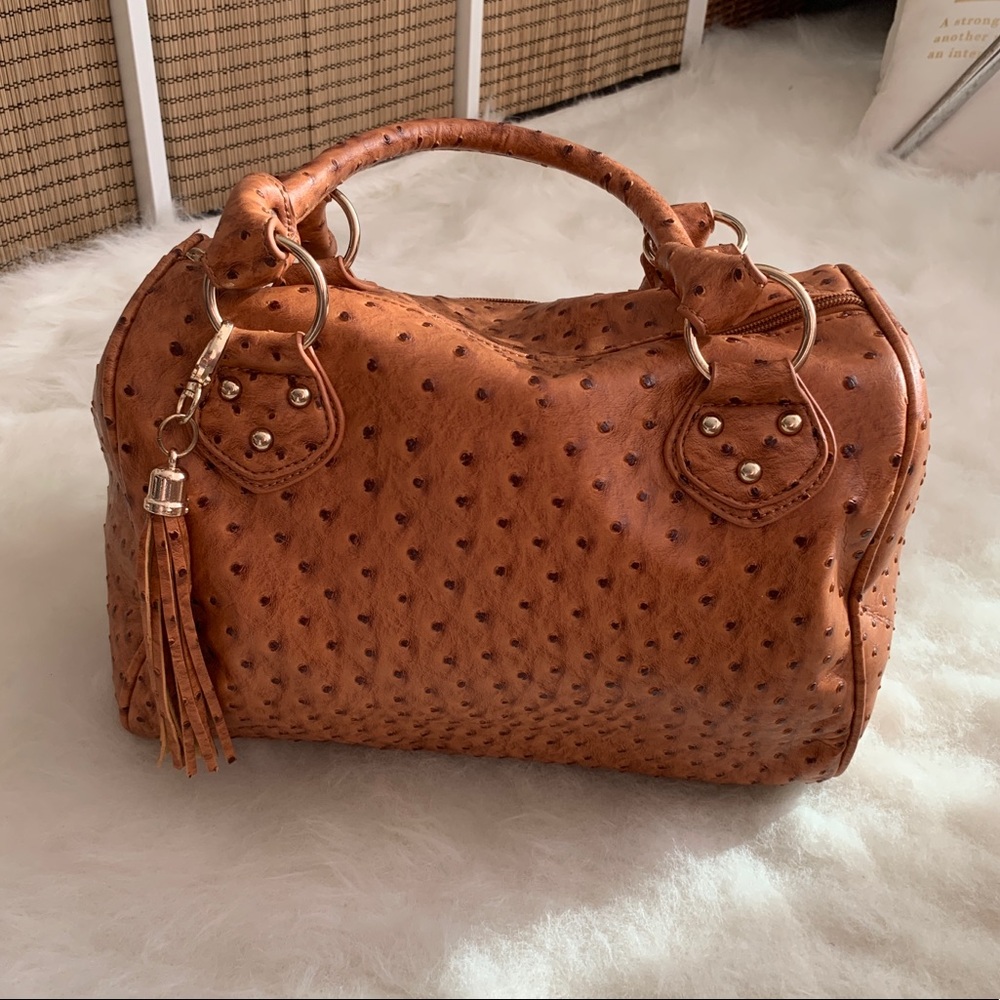 Imoshion faux ostrich purse - cognac
